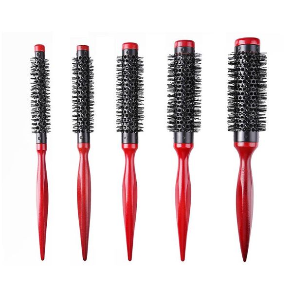 

hair brushes anti static curly comb boar bristle rolling round styling tools, Silver