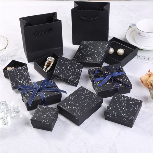 

YSQ ins boxes packing gold jewelry packaging boxes necklace net red jewelry packing gilding ring necklace constellation earring, Black;white