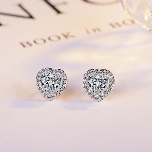 

ca-22 earrings wholesale korean fashion diamond heart-shaped zircon temperament stud, Golden;silver