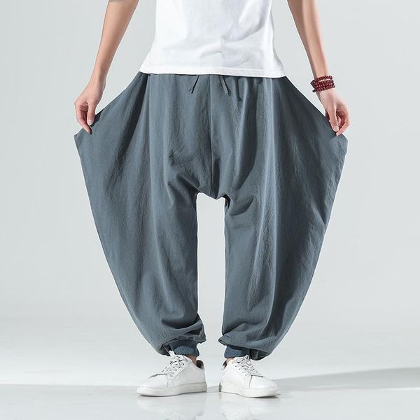 

men's pants men harem fashion man casual loose cotton linen male trousers oversized plus size 5xl, Black