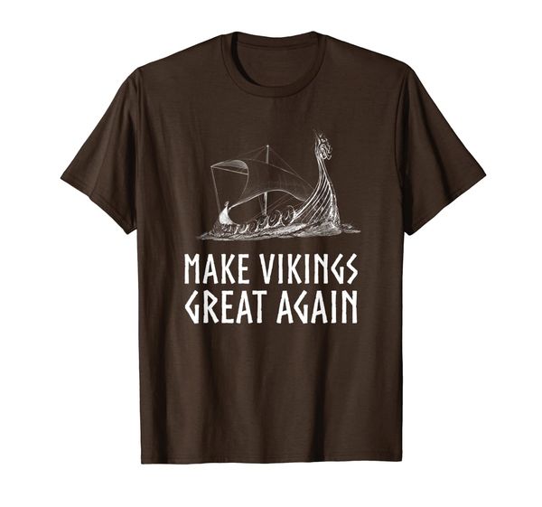 

make vikings great again norse viking longship history gift t-shirt, White;black