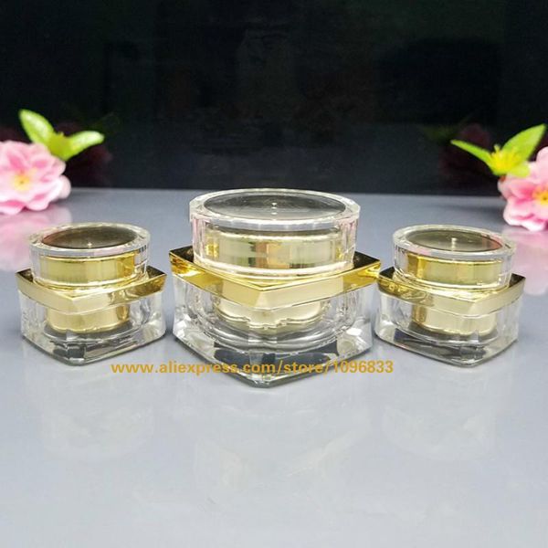 

storage bottles & jars 5g 15g 20pcs/lot acrylic square cream bottle cosmetic essence packing box empty eye jar high grade crystal model.
