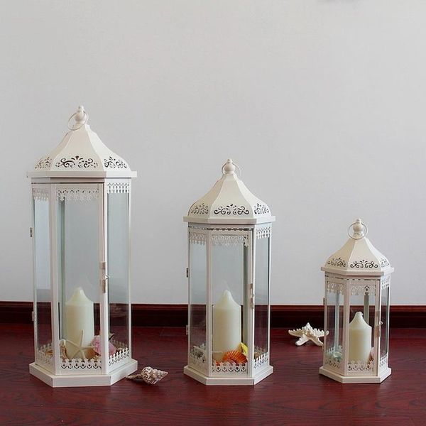 

candle holders windproof white luxury holder glass outdoor minimalist large metal glazen kandelaar candlestick jj60zt