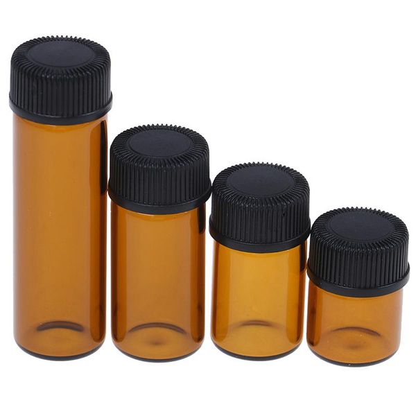 

storage bottles & jars 1pc 1 /2/3/5ml amber mini refillable bottle glass reagents essential oil sample brown vials with cap