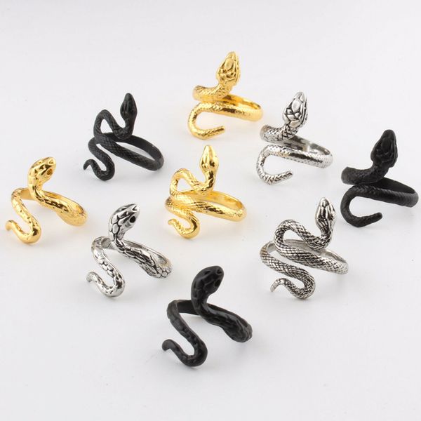 

fashion vintage open adjustable snake ring women men couples stainless steel punk gothic jewelry accessories matching valentines day wholesa, Silver