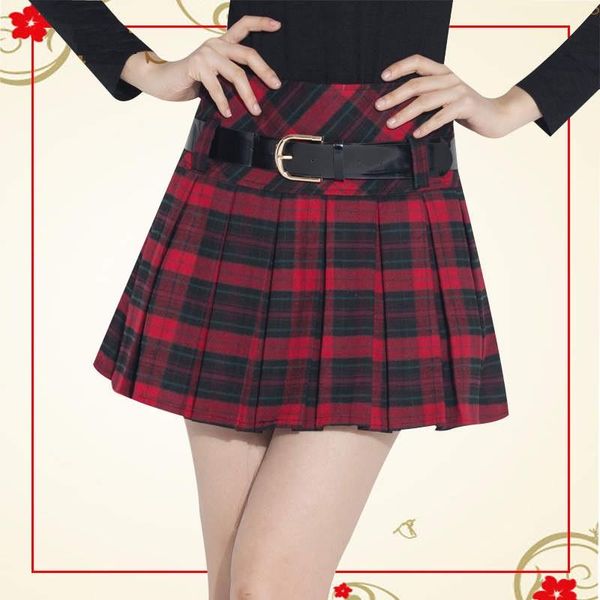 

skirts 2021 fall winter fashion style pleated short women's red grey scotland skirt tartan kilt a line shape, Black