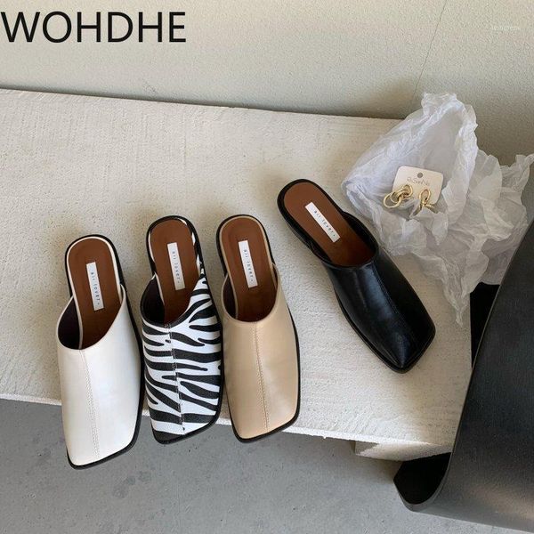 

fashion zebra pattern mule shoes women low heels square toe slides outdoor slippers spring casual flat chaussure1, Black