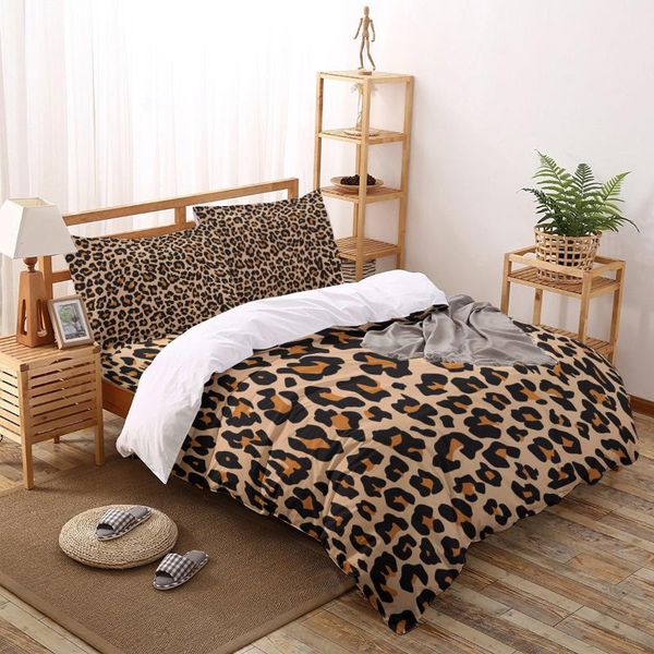 

bedding sets leopard print cheetah art pattern printed set  king size soft fashion duvet cover bed sheet pillowcase