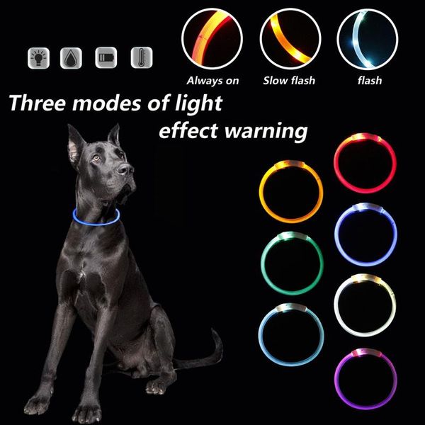 

1pcs pet collardiy multi color usb charging collar led luminous dog fiber 50cm 7 colors apparel