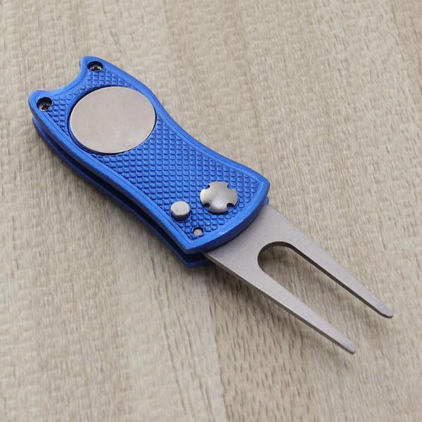 

golf training aids stainless steel foldable divot repair tool marker pitch fork putting green kit golfer accessory (