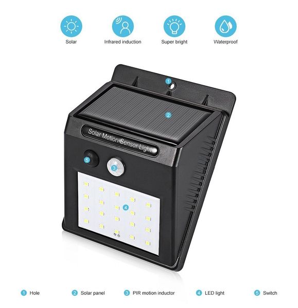 

automatic induction light control solar lamp 4pcs - black