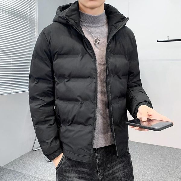 

men's down & parkas winter warm waterproof jacket men 2021 solid color thick hooded mens fashion casual slim coat, Black