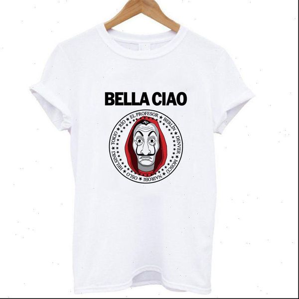 

summer womens t shirt casual bella ciao printed women harajuku la casa de short sleeve house of paper tee, White