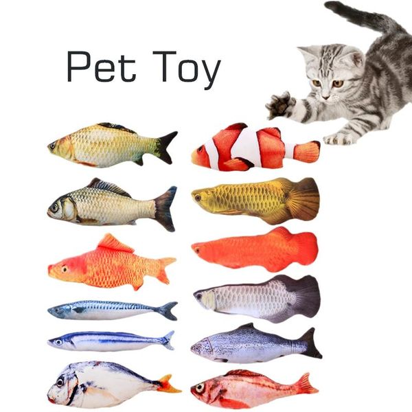 

cat toys pet soft plush 3d fish shape catnip stuffed pillow doll simulation playing toy interactive gifts supplies