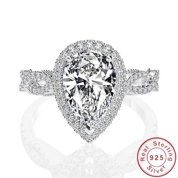 

cluster rings water drop 4ct moissanite diamond ring 100% original 925 sterling silver engagement wedding band for women fine jewelry, Golden;silver