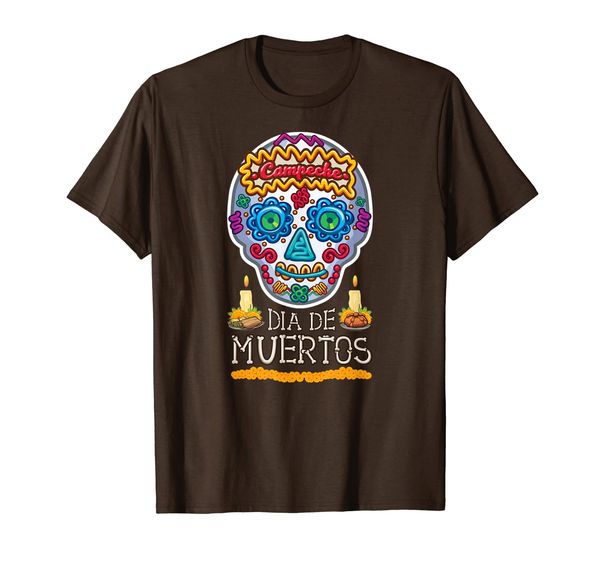 

dia de los muertos calavera de azucar campeche t-shirt, White;black