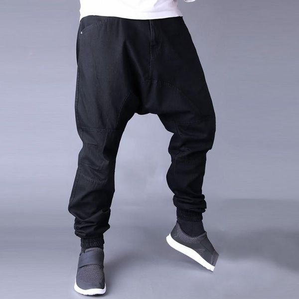 

men's pants adisputent mens sports and leisure low grade elastic feet solid color trousers casual low-end, Black