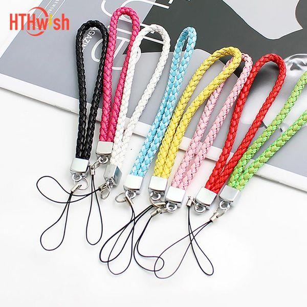 

braided short phone lanyard for keys usb stick id card mobile strap 20 cm universal 8 colors weave rope non-slip lanyards cell straps & char