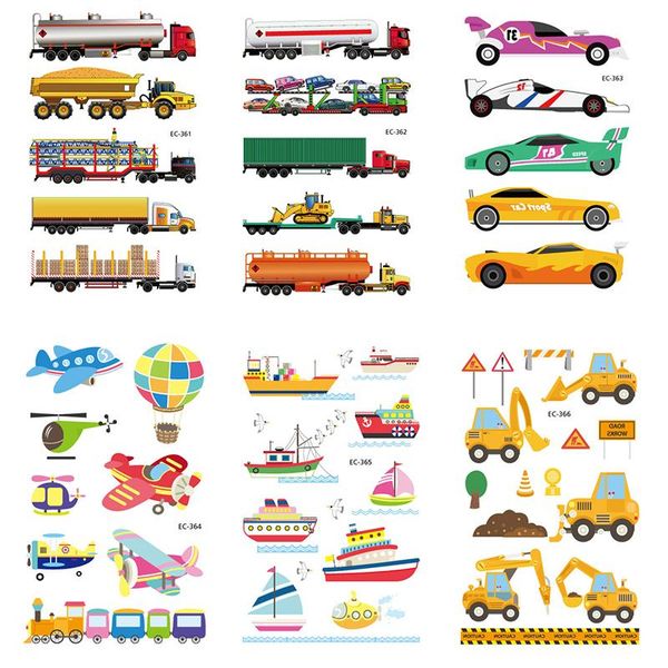 

temporary tattoos 2pcs/set cartoon cars bus train tattoo sticker for boy children movie tatoo kids body art transfer fake