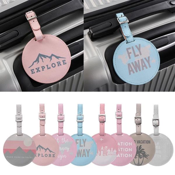 

toiletry kits round suitcase label luggage tag handbag pendant pu leather name id address tags portable baggage claim travel accessories