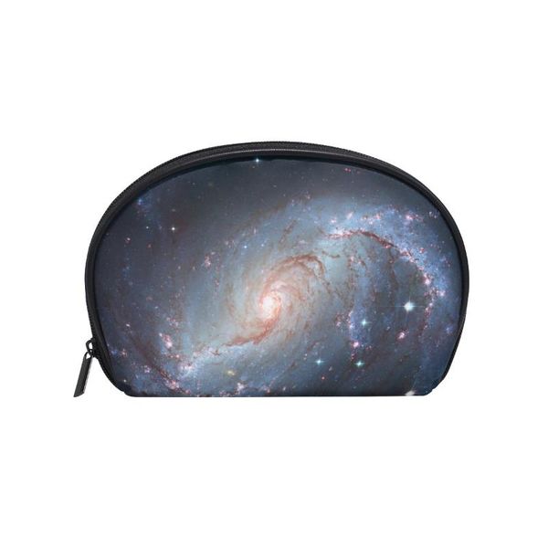 

fengju multifuncition shell cosmetic bag purse half moon hanging travel toiletry pouch for girls woman stellar nursery galaxy bags & cases