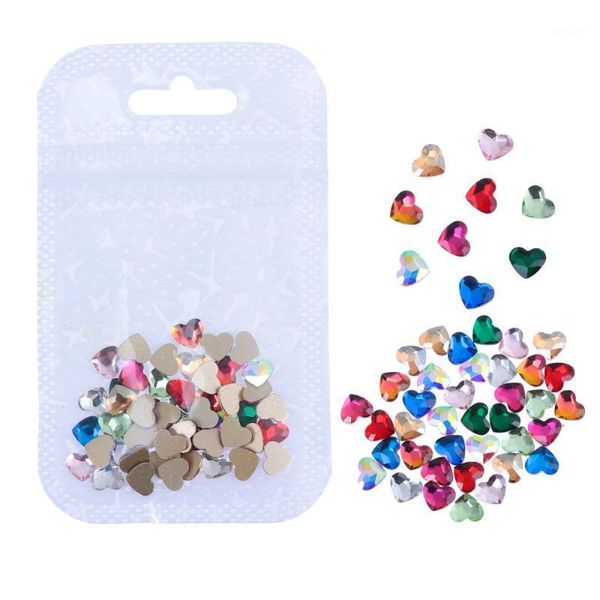 

50pcs 3d heart shape nail rhinestone manicure charms diy art stickers drill & accessories1