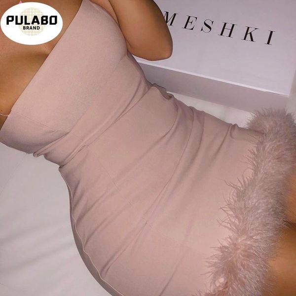 

casual dresses spaghetti strap fur women dress 2021 spring elegant sheath bodycon mini female party robe femme fashion, Black;gray