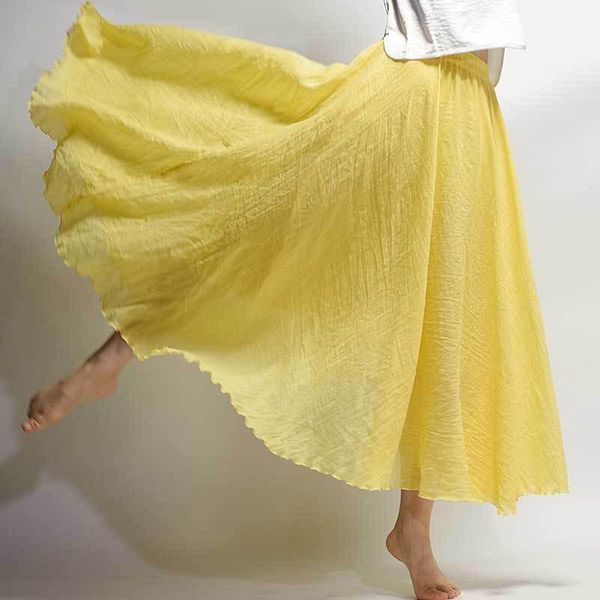

skirts fashion cotton skirt flax pure color ethnic style long summer bsq004, Black