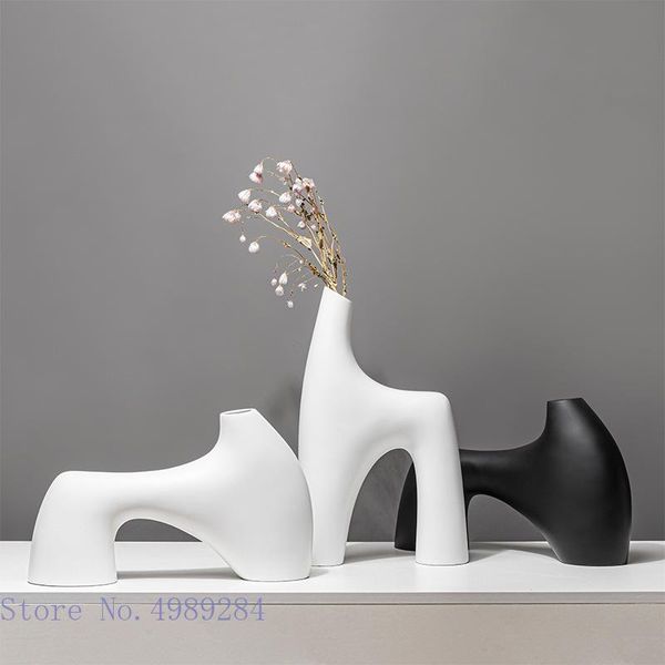 

vases resin vase irregular h shape abstract geometric handicraft ornaments flower arrangement home decoration