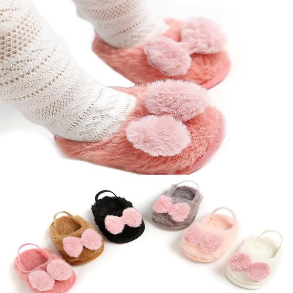 

first walkers 12cm soft sole baby toddler shoes for 7-13months born infant girls crib plush bow princess gifts