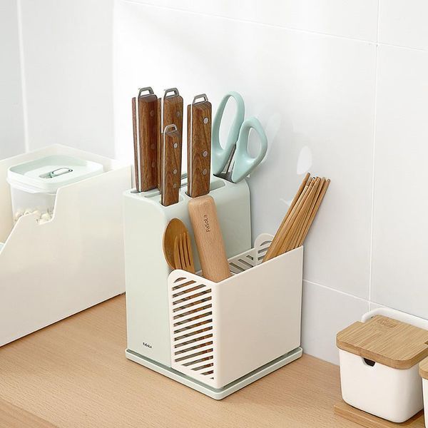 

kitchen storage & organization 1pcs knife rest and chopstick two-in-one rack tableware box drainage cage with drain tray