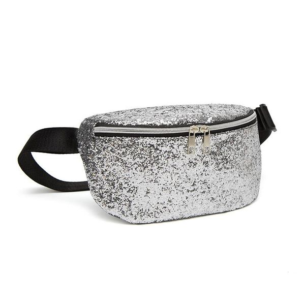 

waist bags 2021 women belt sequins fanny pack solid bum girls packs silver gold