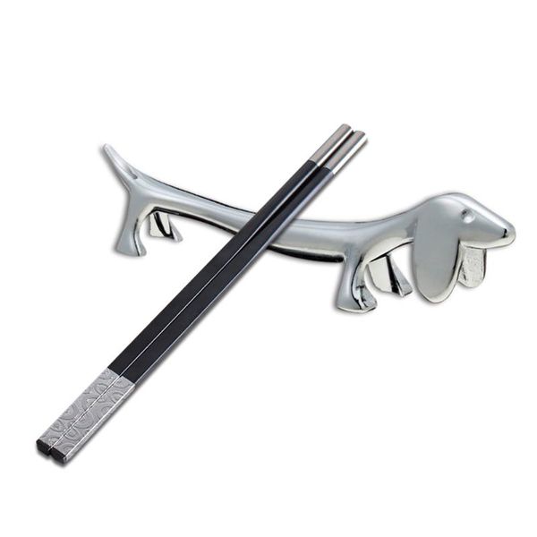 

dog chopsticks holder stainless steel puppy shape fork chopstick rest rack spoon stand