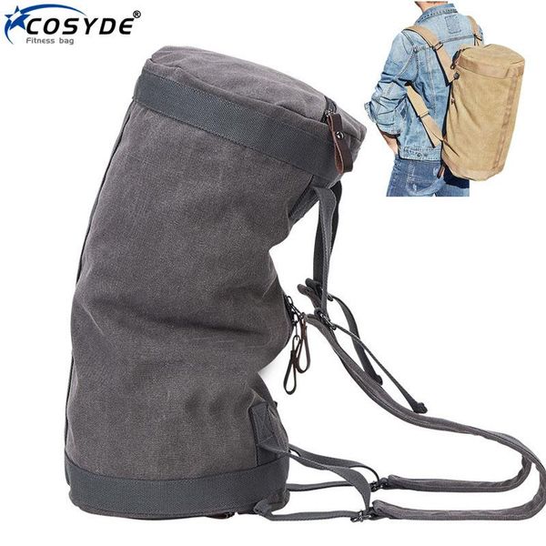 

men fitness gym bag training backpack cylindrical bucket rucksack canvas travel hiking shoulder blaso sac de sport outdoor bags