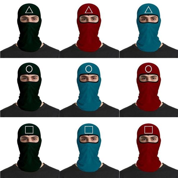 

cycling caps & masks 2021 squid game winter knitted one hole ski mask balaclava beanies hat windproof helmet lining full face cap neck warme, Black