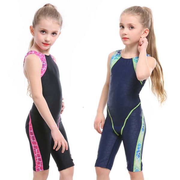 

children's baby cute middle school girl five one piece swimsuit learn swimming training, White;black