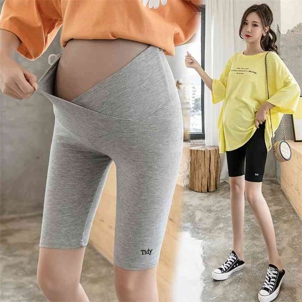 624 # verão fino algodão maternidade legging baixo em v cintura barriga metade para mulheres grávidas gravidez lápis shorts 210918