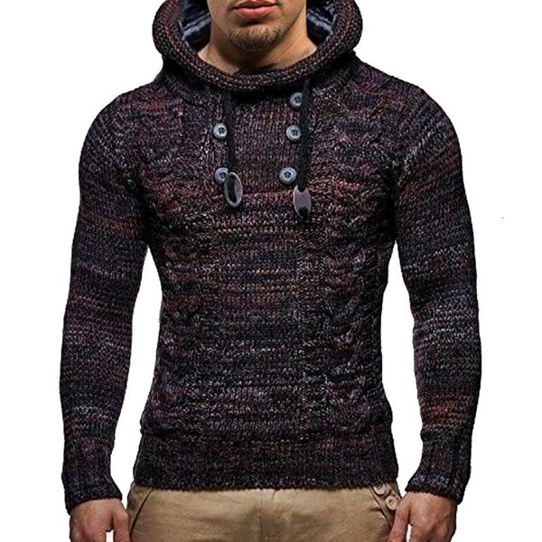 

men's sweaters mens fashion solid color knit hooded round neck long sleeve slim fit pullover autumn winter male casual sports, White;black