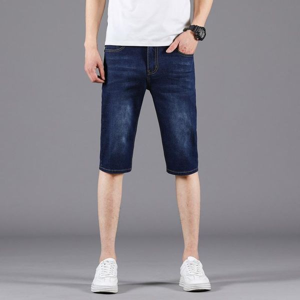 

summer jeans korean youth thin section breathable cropped stretch tide pants men 4 men's, Black