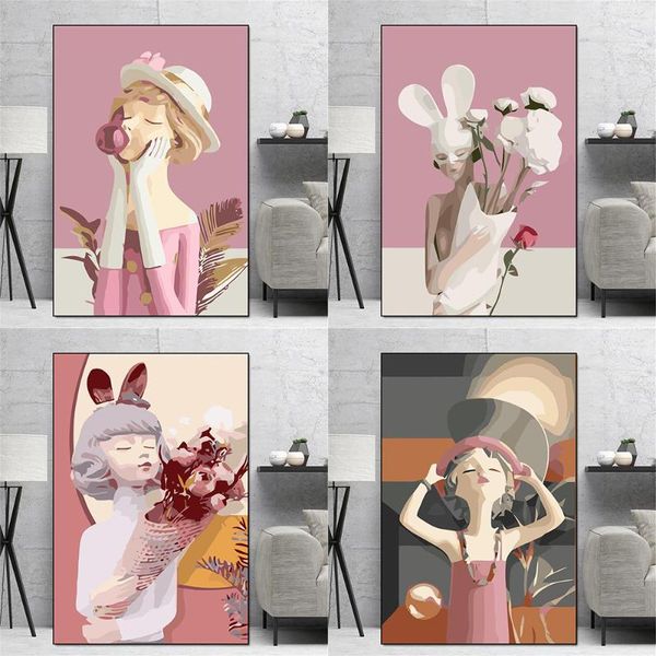 

paintings modern home cartoon poster diy paint by number nursery child art brush set acrylic coloring mural decoration