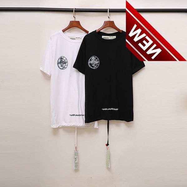 

short 2021 fashion off sleeve casual geometric print collarless letter summer pullover black and white t-shirt, White;black