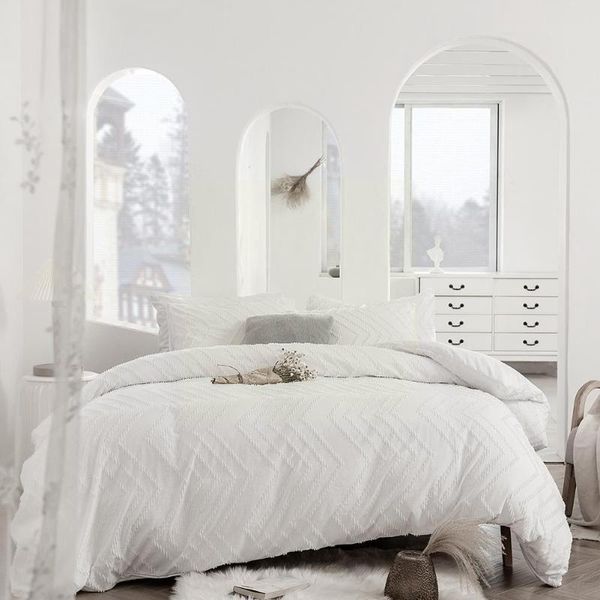 

bedding sets brushed printing home textile three-piece wave type quilt cut flower us size cover fiber w5o5