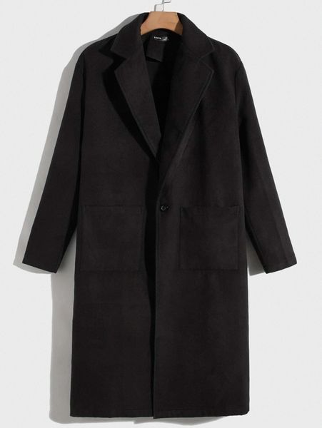

men single button big pocket overcoat p0do#, Black;brown