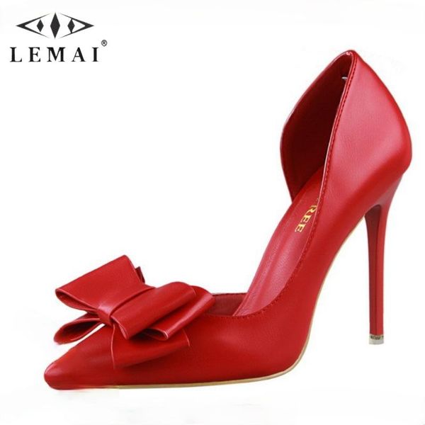 

dress shoes pointed toe ladies pumps fashion sweet bowknot shallow banquet high-heeled solid color elegant stiletto, Black