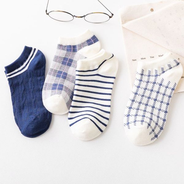 

1-3spring and summer new socks women's japanese fashion qianniaoge women's boat socks low antiskid men's lattice socks wholes, Black