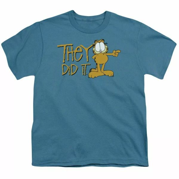 

garfield they did it kids youth t shirt licensed tv comic tee slate, White;black