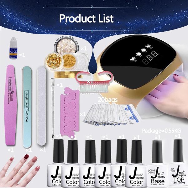 

gel nail polish set kits tools for manicures 52w uv lamp kit art varnish