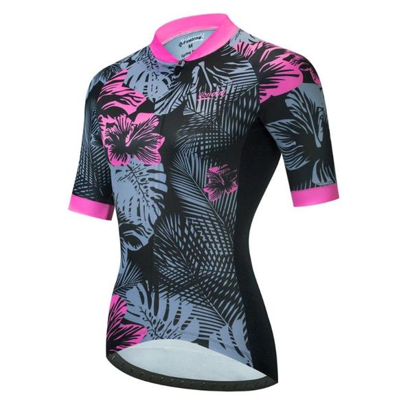 

racing jackets 2021 cycling jersey women short sleeve flower clothing summer mtb bike sport bicycle shirt, Black;red