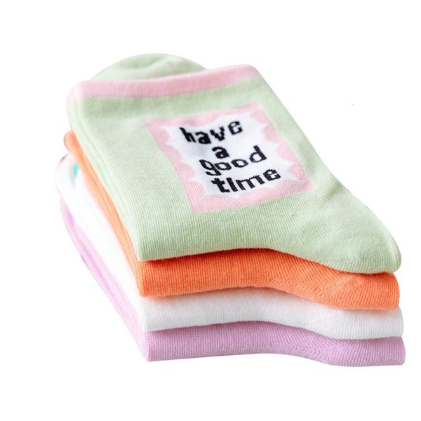 

women solid block letter patterned cotton socks original casual breathable thin for ladies college style joker sox, Black;white