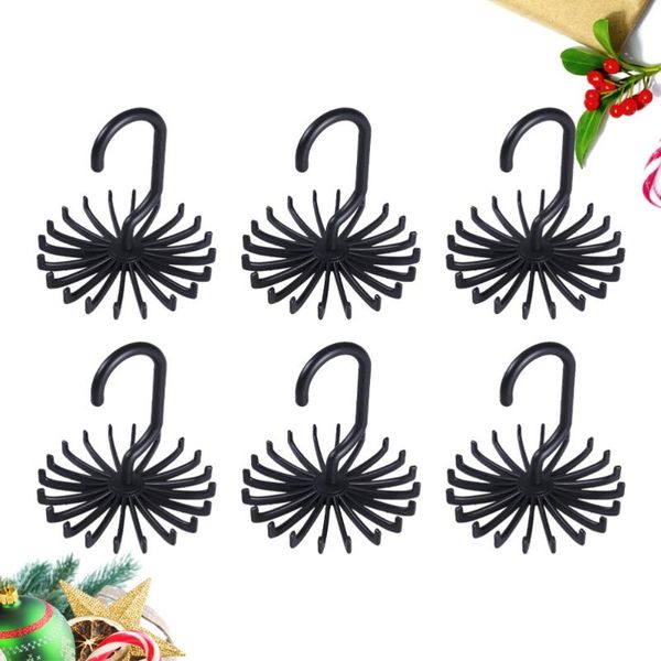 

hooks & rails 6pcs non-slip rotating scarf tie hangers multi-purpose 20-claw racks neck organizers (black)
